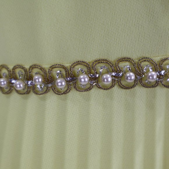 Vtg 1970's Yellow Formal Long Party Dress Gown Cocktail Hippie Prairie Boho S - Picture 8 of 12